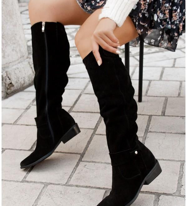 Симона | Удобни и топли ботуши от велур